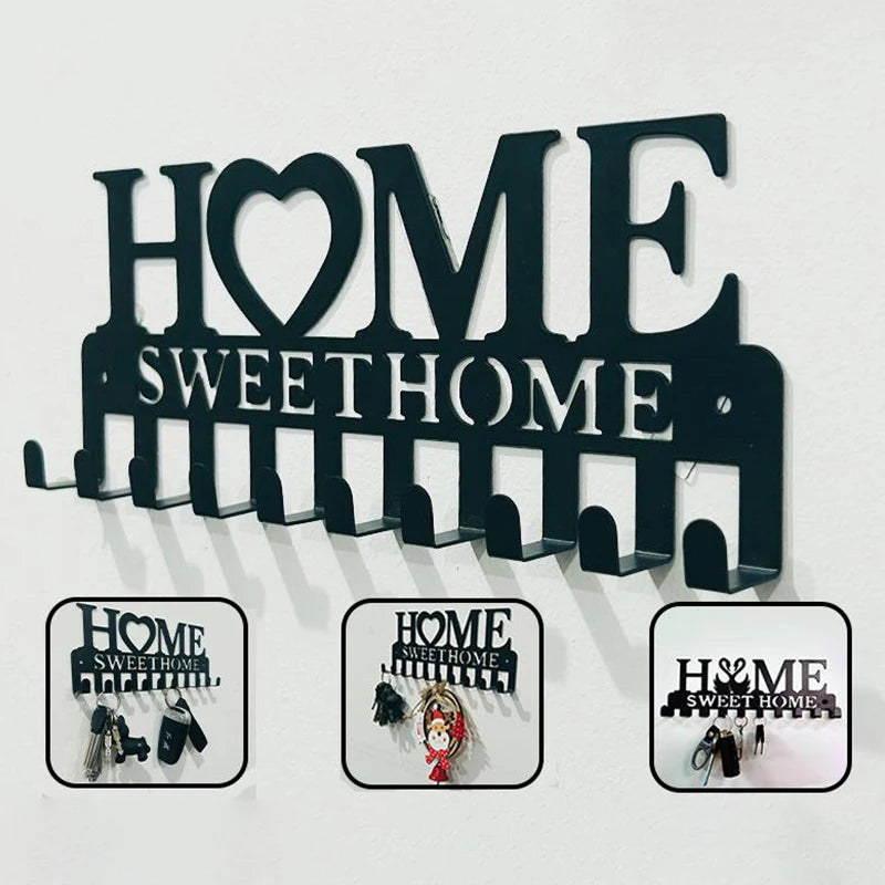🏠 "Sweet Home" Metal Wall Key Holder – Functional & Decorative!