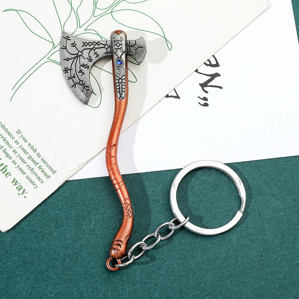 Viking Leviathan Axe Keychain – Nordic Rune Metal Keyring Accessories