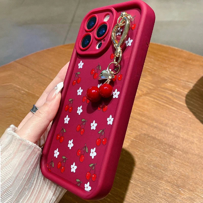 Cute 3D Cherry Pendant iPhone Case - Soft TPU Cover