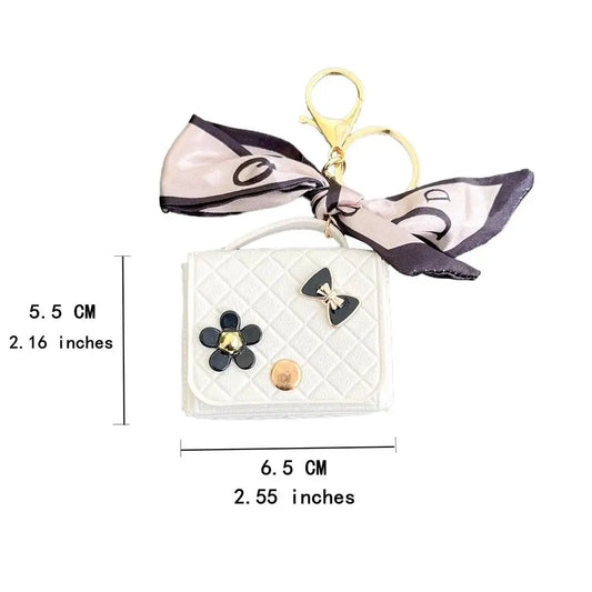 Leather Earphone Case Keychain - Mini Storage Bag for Bluetooth Headsets