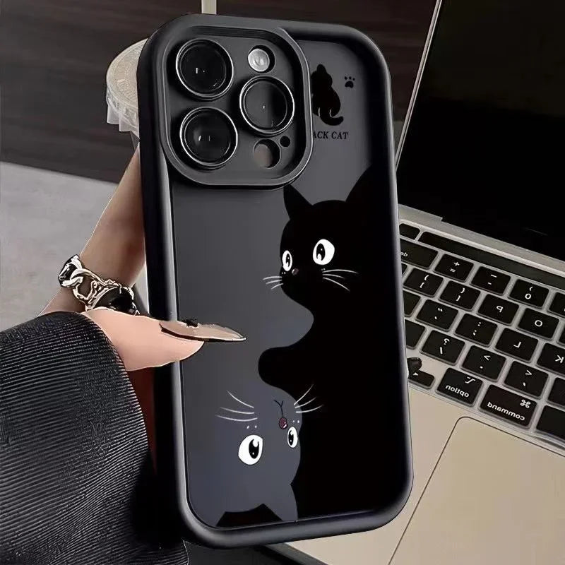 Cute Cartoon Cat Case – Soft Shockproof Cover for iPhone