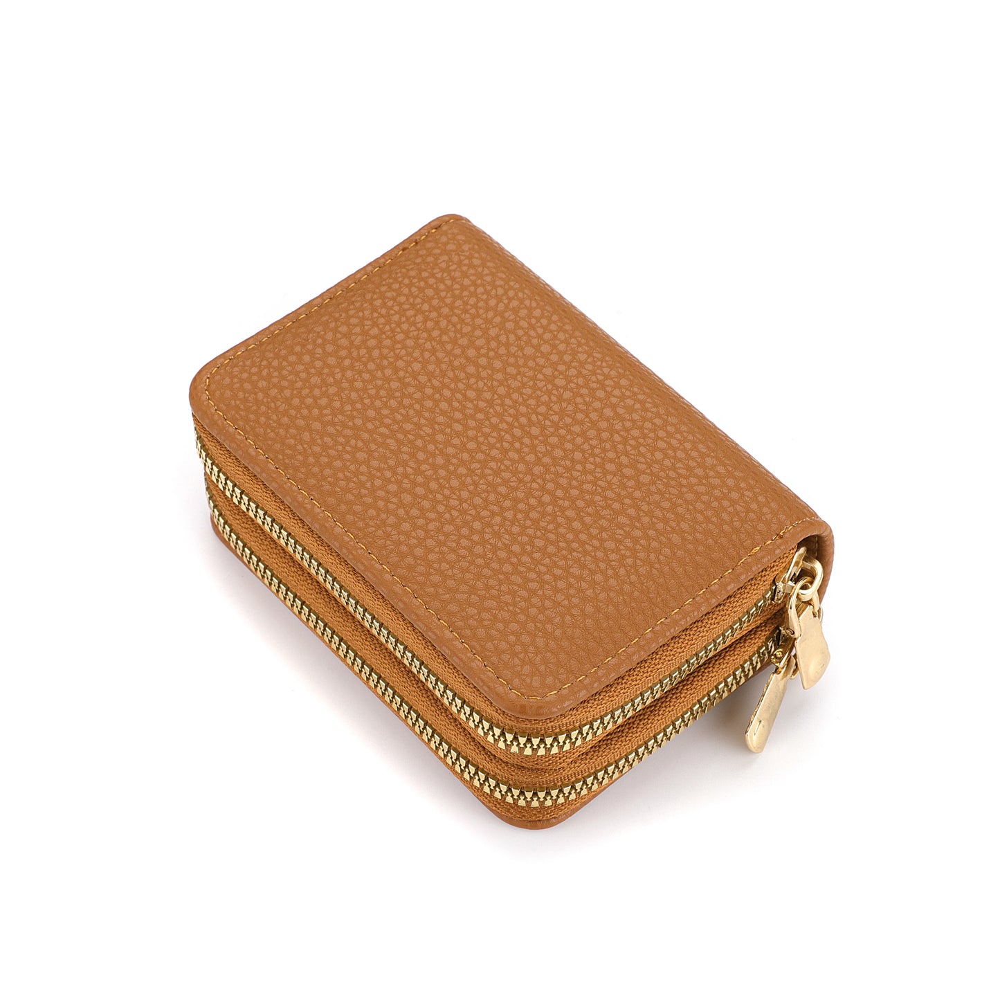 Compact RFID Blocking Double Zipper Card Holder & Wallet