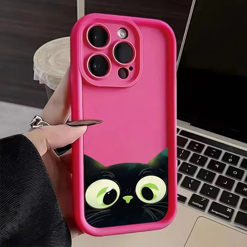 Cute Cartoon Cat Case – Soft Shockproof Cover for iPhone