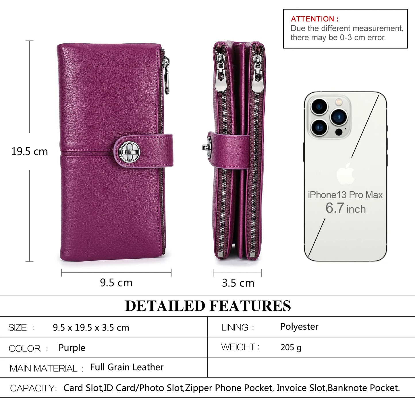 💜 Luxury Genuine Leather Wallet for Women – Elegance in Every Detail