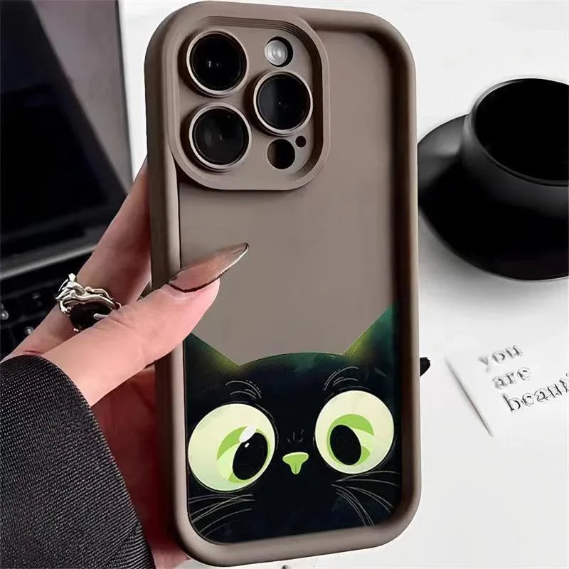 Cute Cartoon Cat Case – Soft Shockproof Cover for iPhone