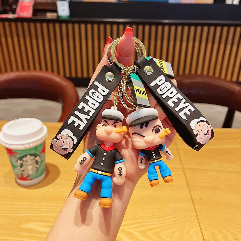 Popeye Silicone Keychain – Cute Cartoon Doll Pendant for Bags & Keys