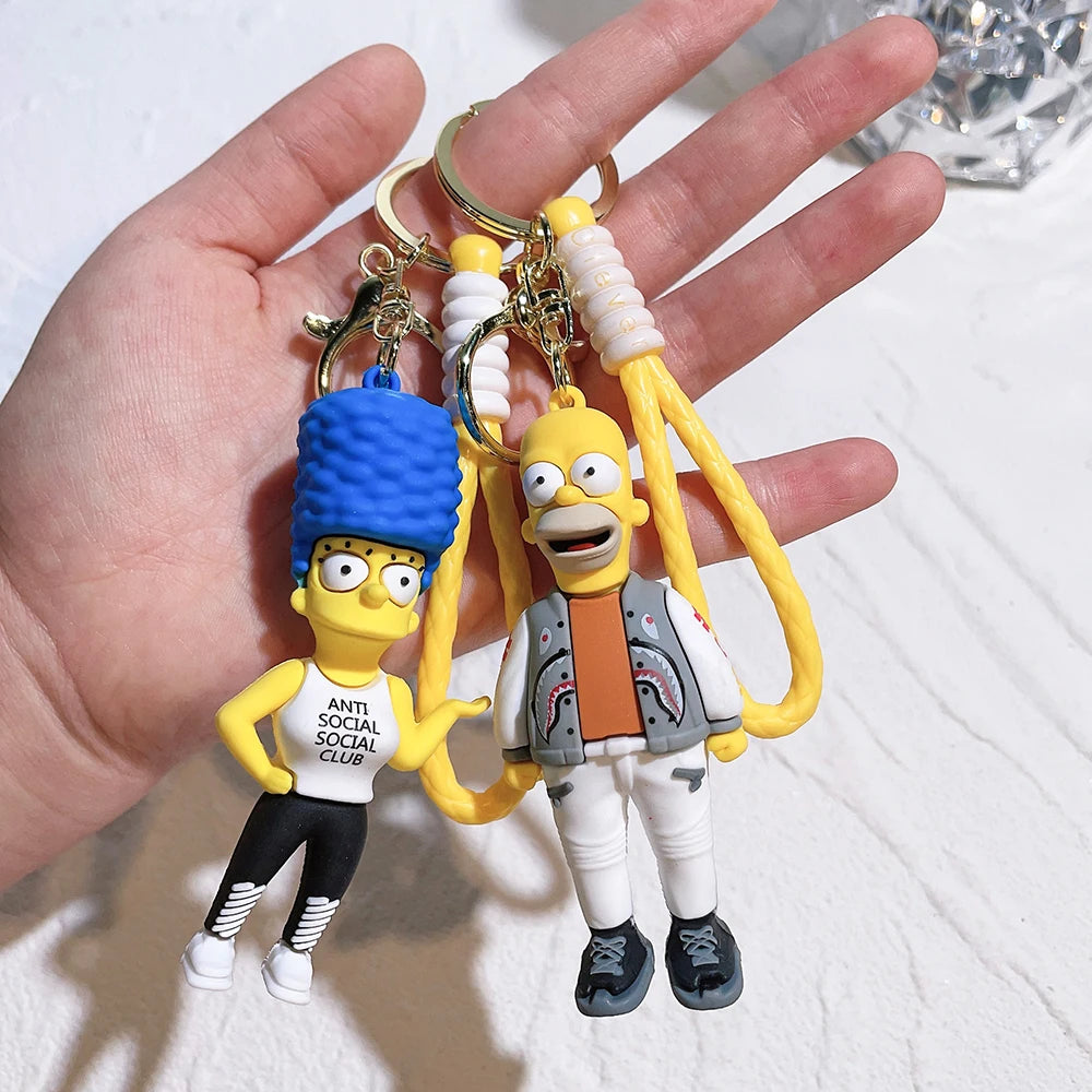 🟡 The Simpsons Keychain – Cartoon Anime Figure Pendant