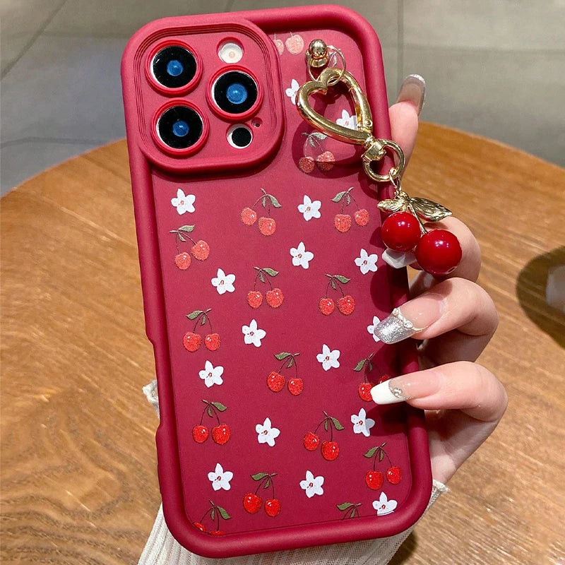 Cute 3D Cherry Pendant iPhone Case - Soft TPU Cover