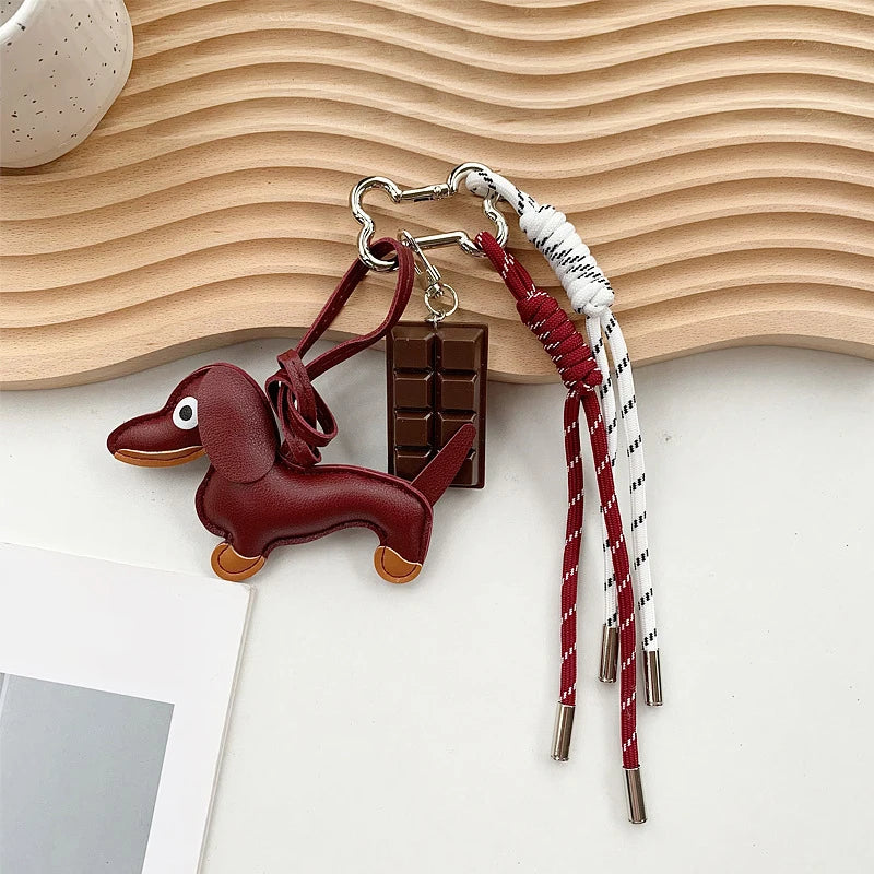 🐶 Cute Dachshund Dog Keychain Lanyard – Funny Pet Bag Charm 🎁
