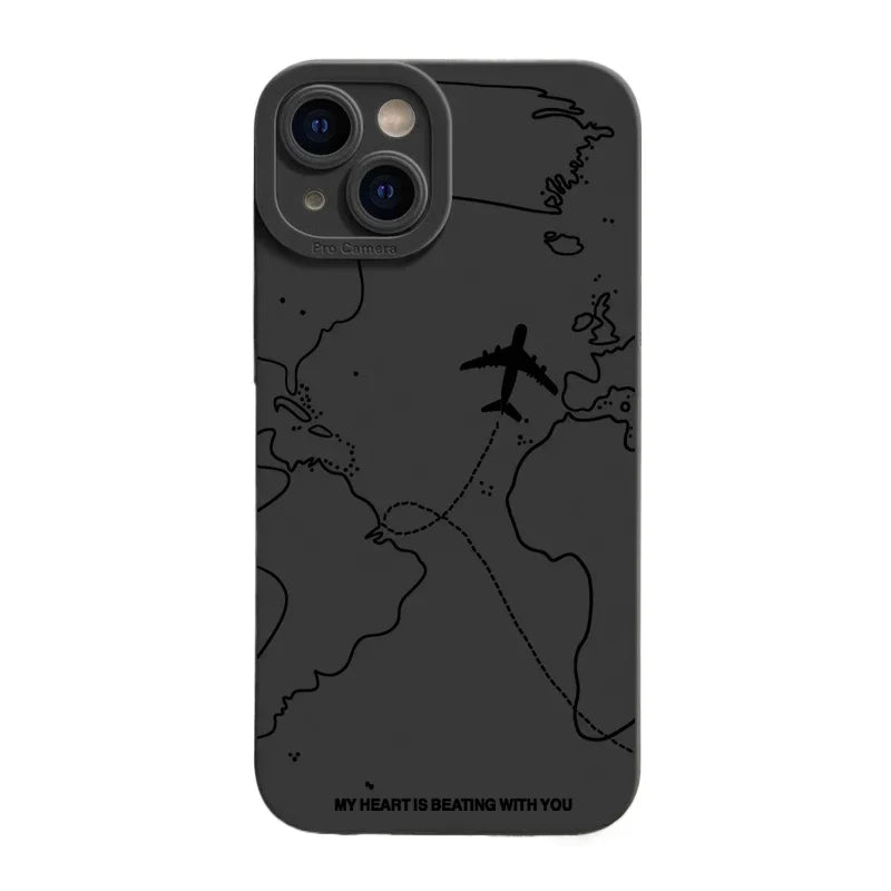 ✈️ Travel-Inspired Airplane Route Phone Case – Soft Silicone for iPhone