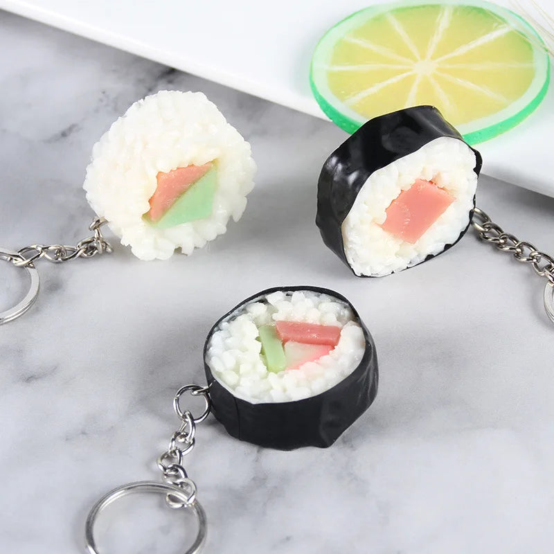 🍣 Japanese Fake Salmon Sushi Roll Keychain – Tasty-Looking Fun! 🥢🎁