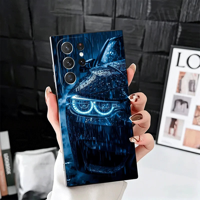 Aggressive Sport Car Headlights Phone Case for Samsung & iPhone | Dark Automotive Aesthetics