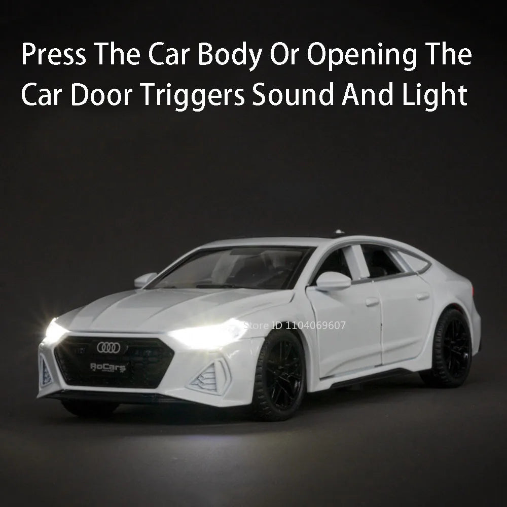 1:32 Audi RS7 Sportback Diecast Model Car – 6 Doors, Pull-Back, Lights