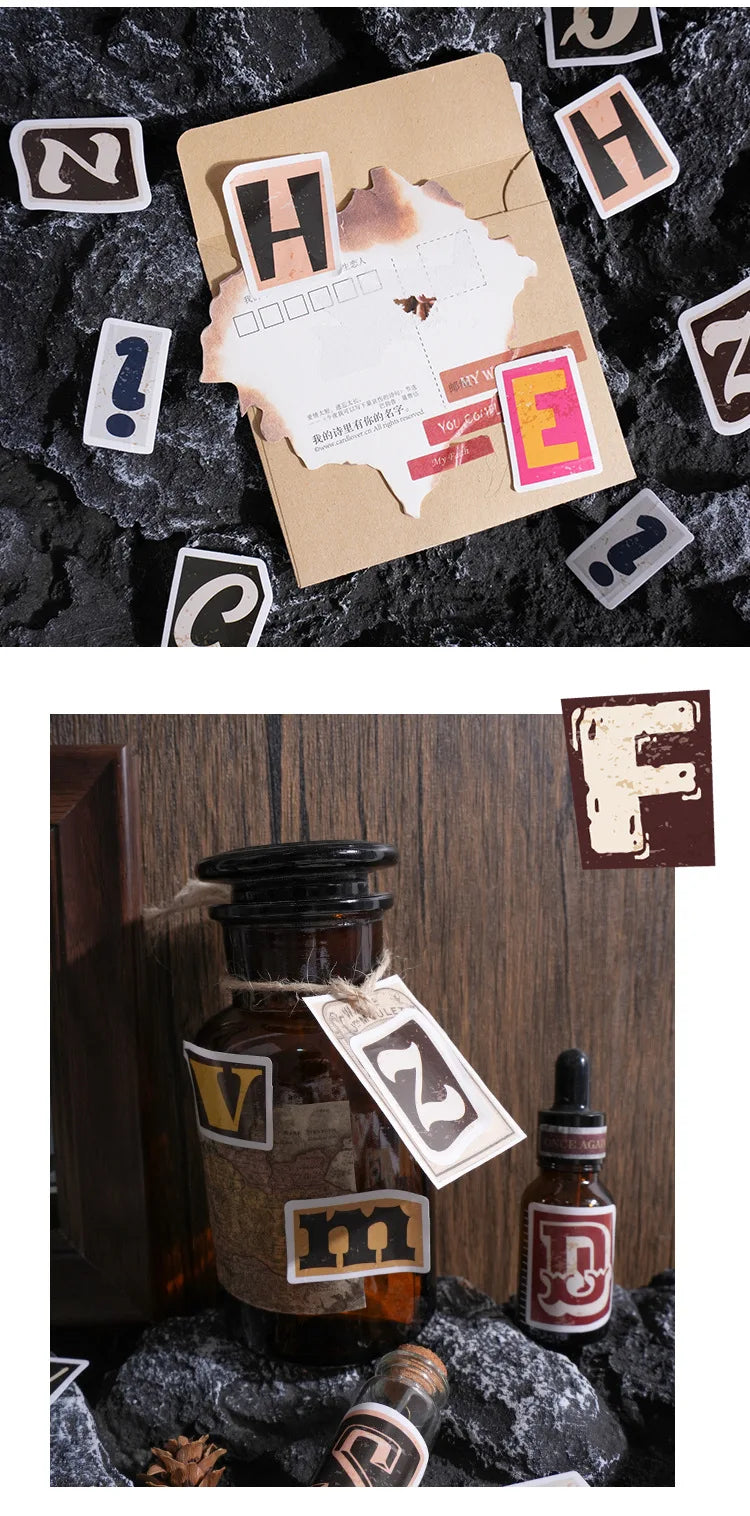 🔠✨ Retro Ransom Letter Alphabet Stickers/46pcs ✨📰