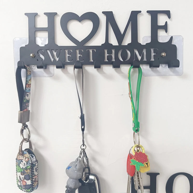 🏠 "Sweet Home" Metal Wall Key Holder – Functional & Decorative!