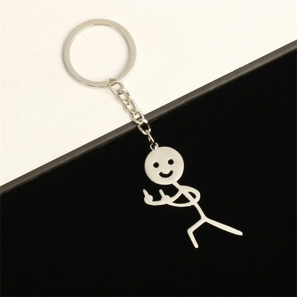 ❤️‍🔥 Funny Finger Heart Stickman Keychains – Couple's Cute Charm 💑🔑