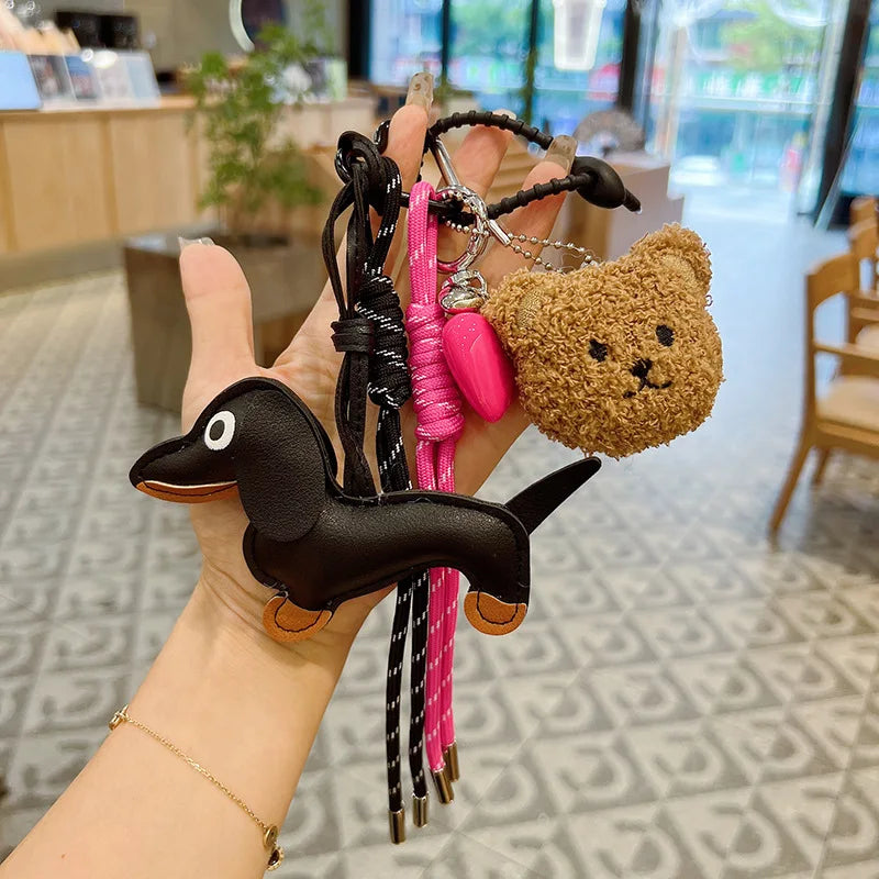🐶 Cute Dachshund Dog Keychain Lanyard – Funny Pet Bag Charm 🎁