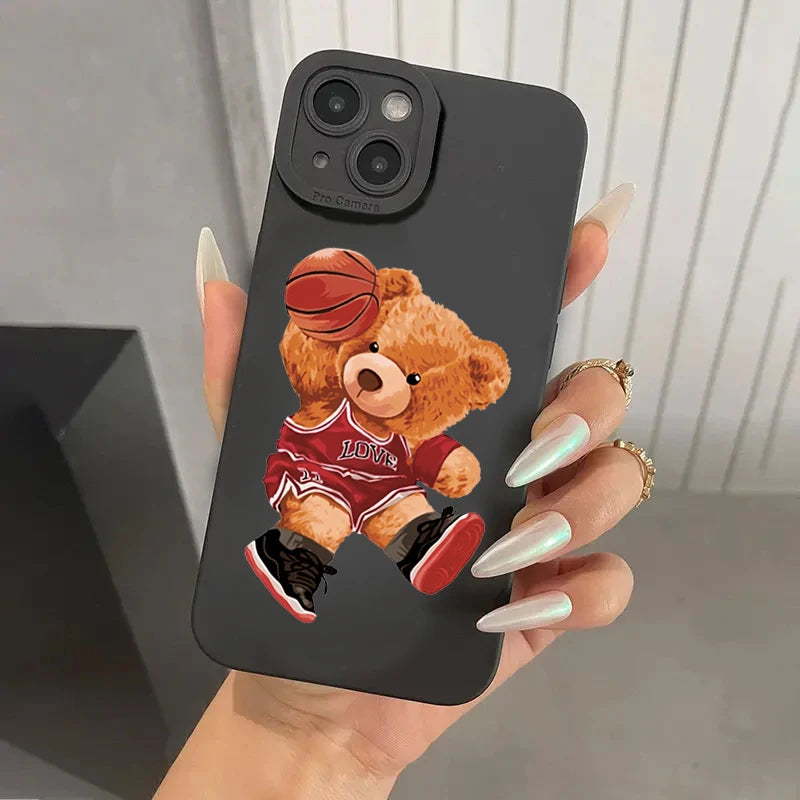 🐻 Cute Teddy Bear Couple Case – Soft & Sweet Protection for Your iPhone!