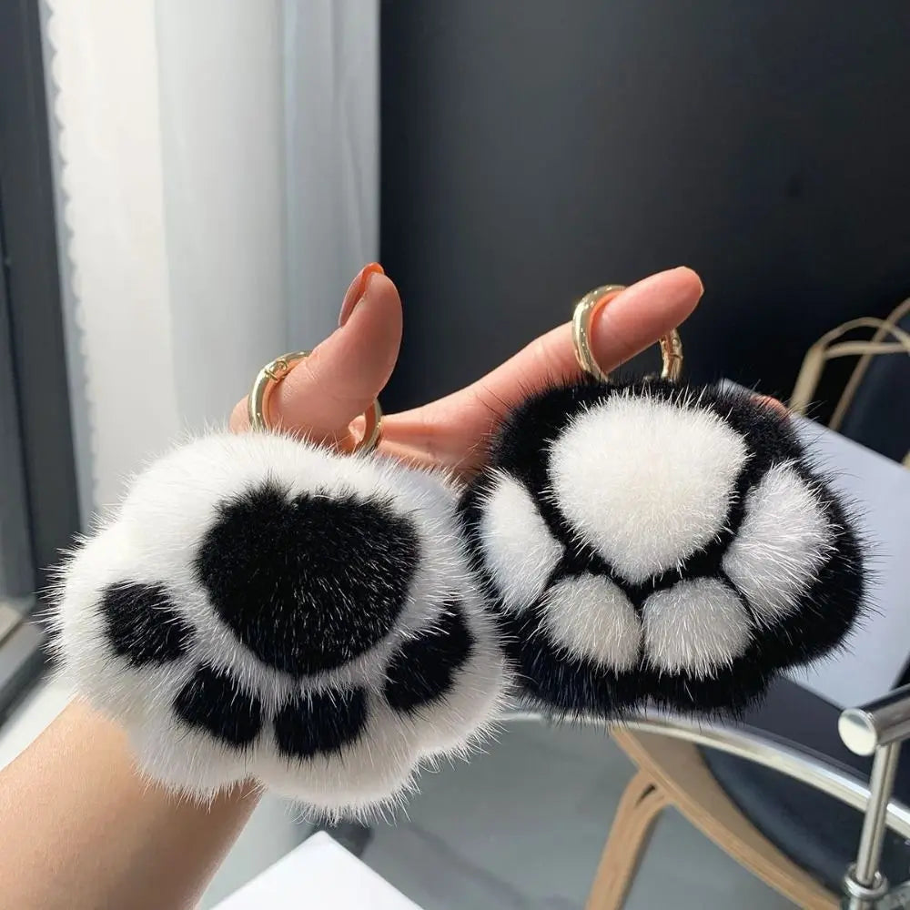Fluffy Plush Cat Paw Keychain & Bag Charm