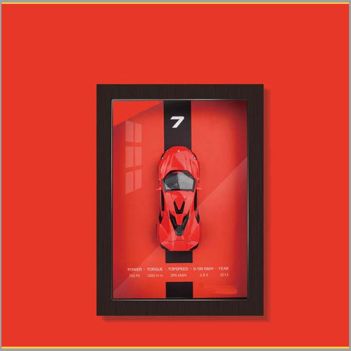 🖼️ 1:32 Framed 3D Sports Car Model – Metal Racing Art for Display & Gifts 🏁