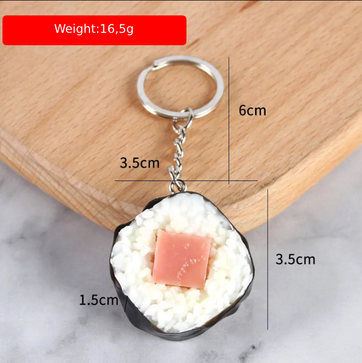 🍣 Japanese Fake Salmon Sushi Roll Keychain – Tasty-Looking Fun! 🥢🎁