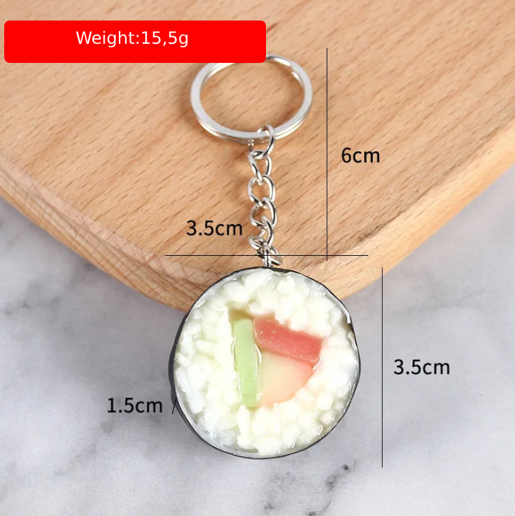 🍣 Japanese Fake Salmon Sushi Roll Keychain – Tasty-Looking Fun! 🥢🎁