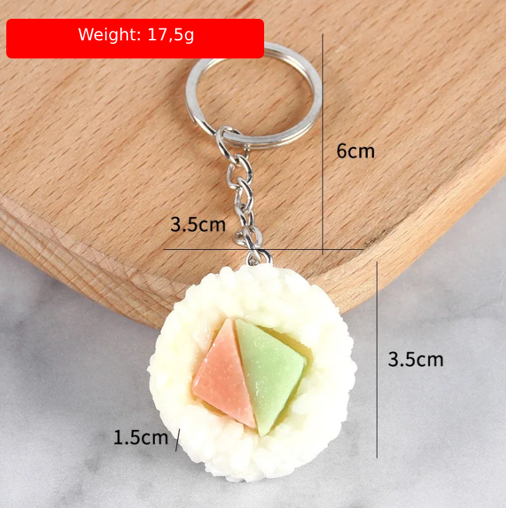 🍣 Japanese Fake Salmon Sushi Roll Keychain – Tasty-Looking Fun! 🥢🎁