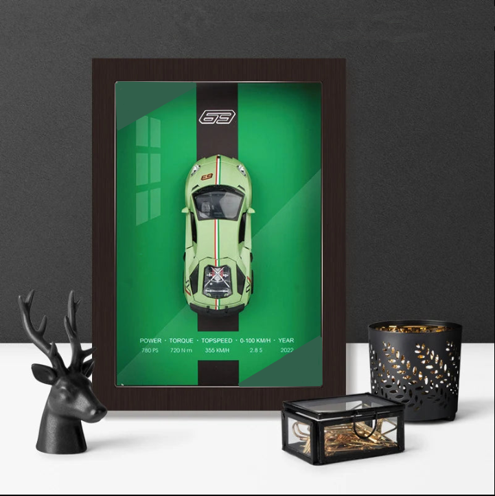 🖼️ 1:32 Framed 3D Sports Car Model – Metal Racing Art for Display & Gifts 🏁